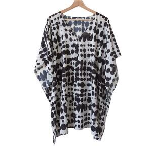 Suki + Solaine Black Marbled Top Capsule Women's Kimono Small Sheer Cover‎ Up